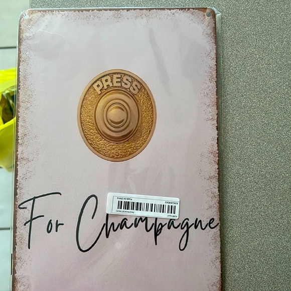🩷 PRESS FOR CHAMPAGNE Light Pink Metal Sign Home Decor NEW - Picture 4 of 4